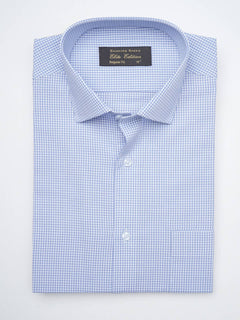 Blue Micro Checkered, Elite Edition, Cutaway Collar Men’s Formal Shirt  (FS-1293)