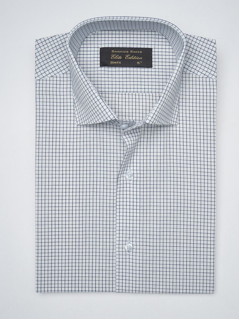 Blue & White Checkered, Elite Edition, Cutaway Collar Men’s Formal Shirt  (FS-1396)