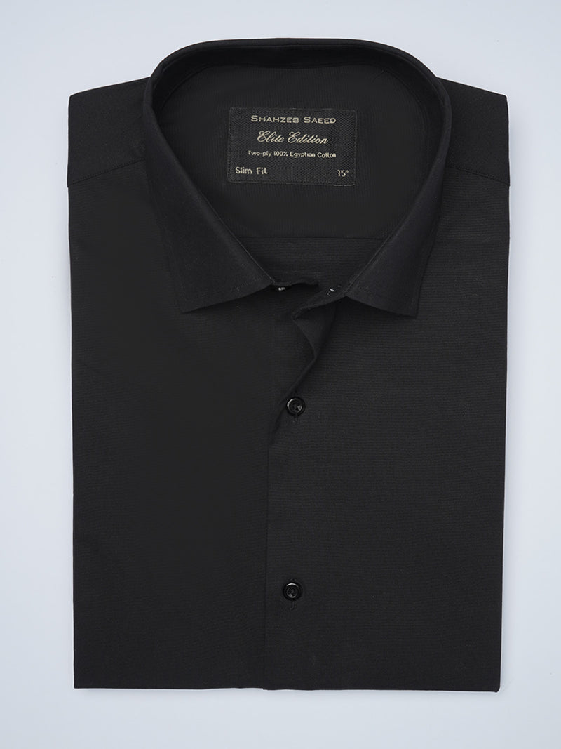 Black Plain, Elite Edition, Cutaway Collar Men’s Formal Shirt  (FS-1447)