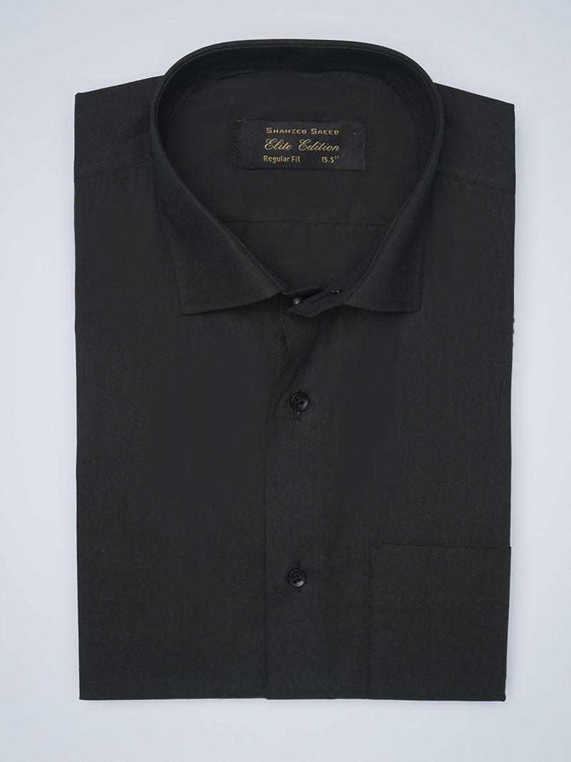 Black Plain, Elite Edition, Cutaway Collar Men’s Formal Shirt  (FS-1468)