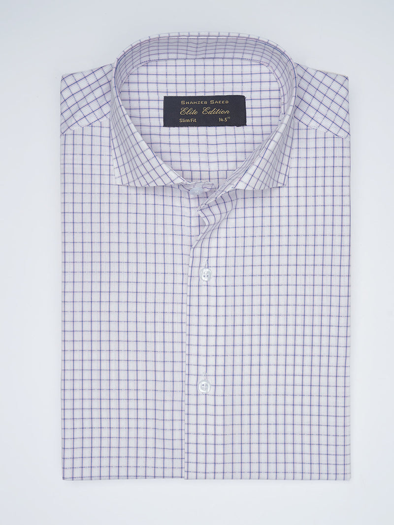 Light Purple Checkered, Elite Edition, Cutaway Collar Men’s Formal Shirt  (FS-1538)