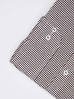 Brown Micro Checkered, Elite Edition, Cutaway Collar Men’s Formal Shirt  (FS-1604)