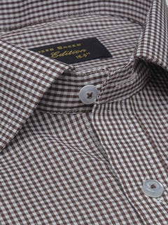 Brown Micro Checkered, Elite Edition, Cutaway Collar Men’s Formal Shirt  (FS-1604)