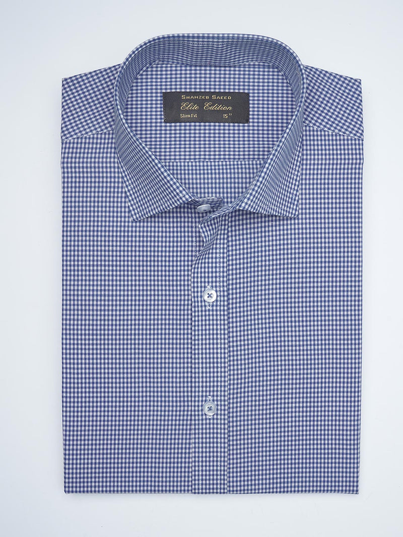 Blue Micro Checkered, Elite Edition, Cutaway Collar Men’s Formal Shirt  (FS-1606)