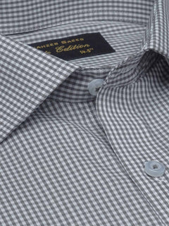 Grey Micro Checkered, Elite Edition, Cutaway Collar Men’s Formal Shirt  (FS-1607)
