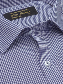 Navy Blue Micro Checkered, Elite Edition, Cutaway Collar Men’s Formal Shirt  (FS-1608)