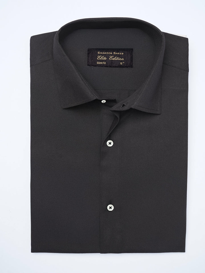 Black Plain, French Collar, Elite Edition, Men’s Formal Shirt (FS-2312)