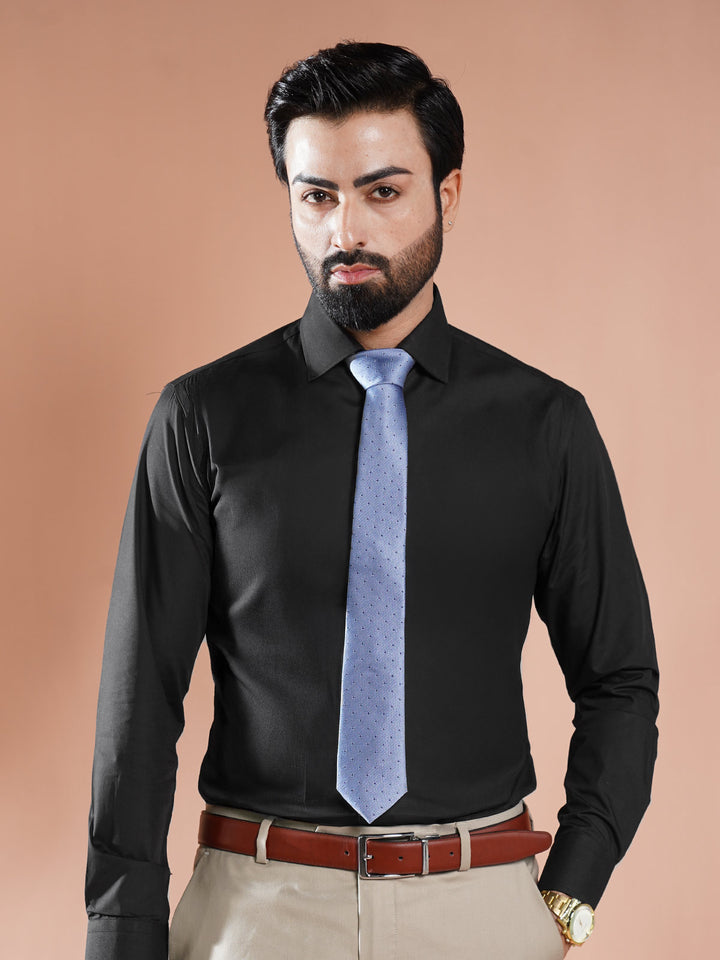 Black Plain, French Collar, Elite Edition, Men’s Formal Shirt (FS-2312)
