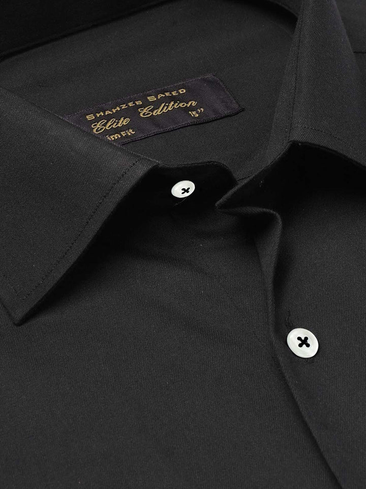Black Plain, French Collar, Elite Edition, Men’s Formal Shirt (FS-2312)
