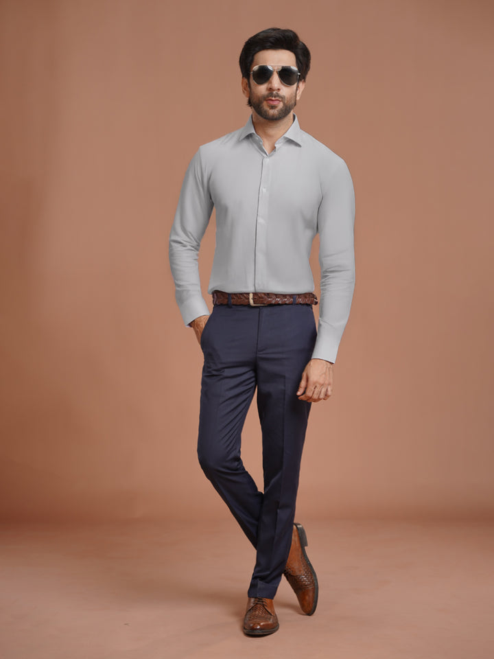Ash Grey Plain, Cutaway Collar, Elite Edition, Men’s Formal Shirt (FS-2471)