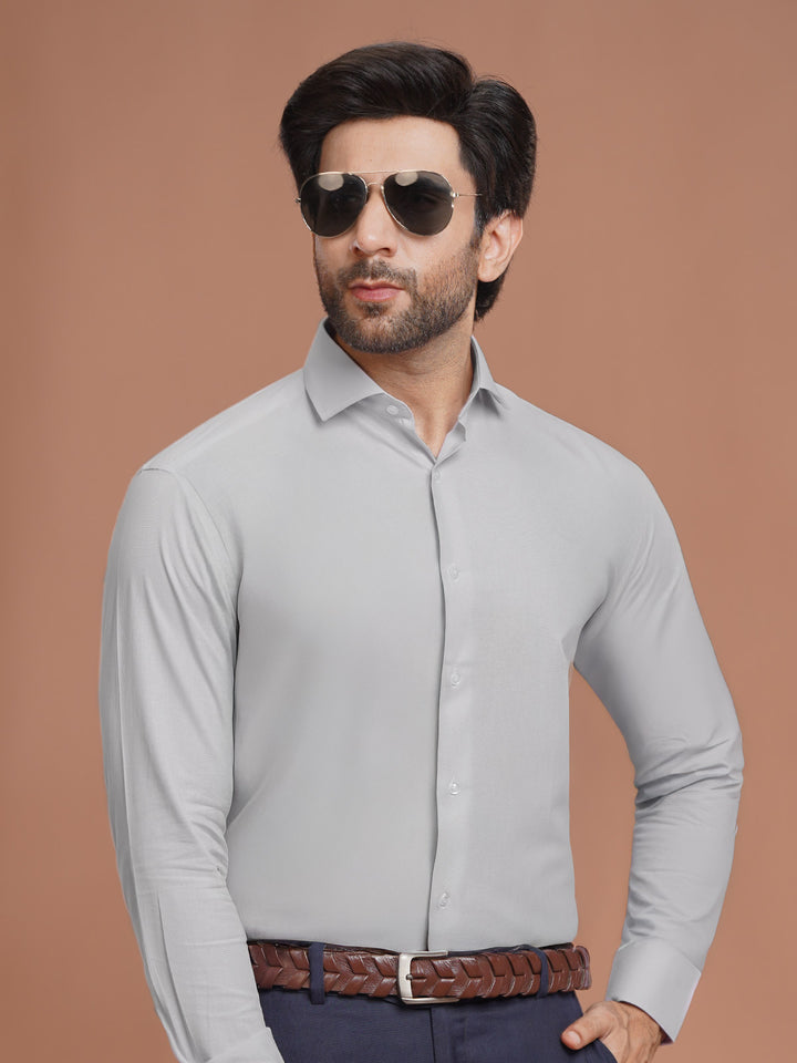 Ash Grey Plain, Cutaway Collar, Elite Edition, Men’s Formal Shirt (FS-2471)
