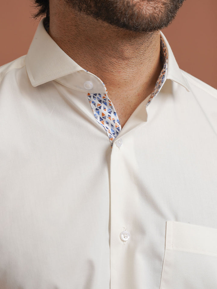 Off White Plain, Cutaway Collar, Elite Edition, Men’s Formal Shirt (FS-2473)
