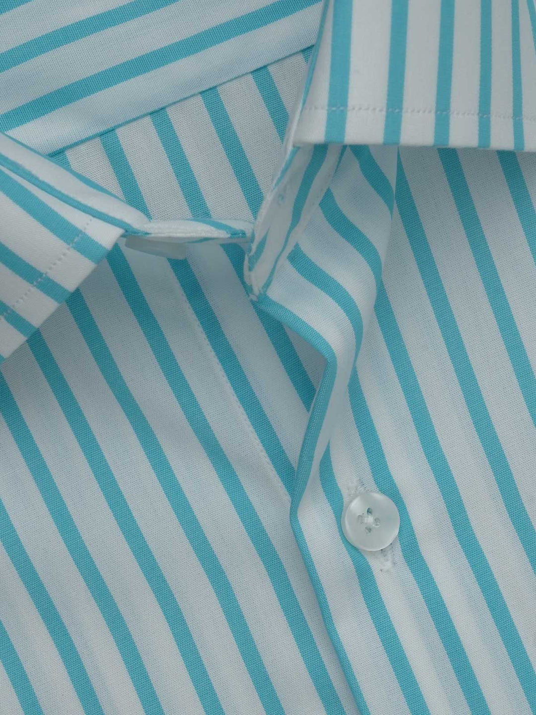 Aqua Blue & White Striped, Elite Edition, French Collar Men’s Formal Shirt (FS-588)