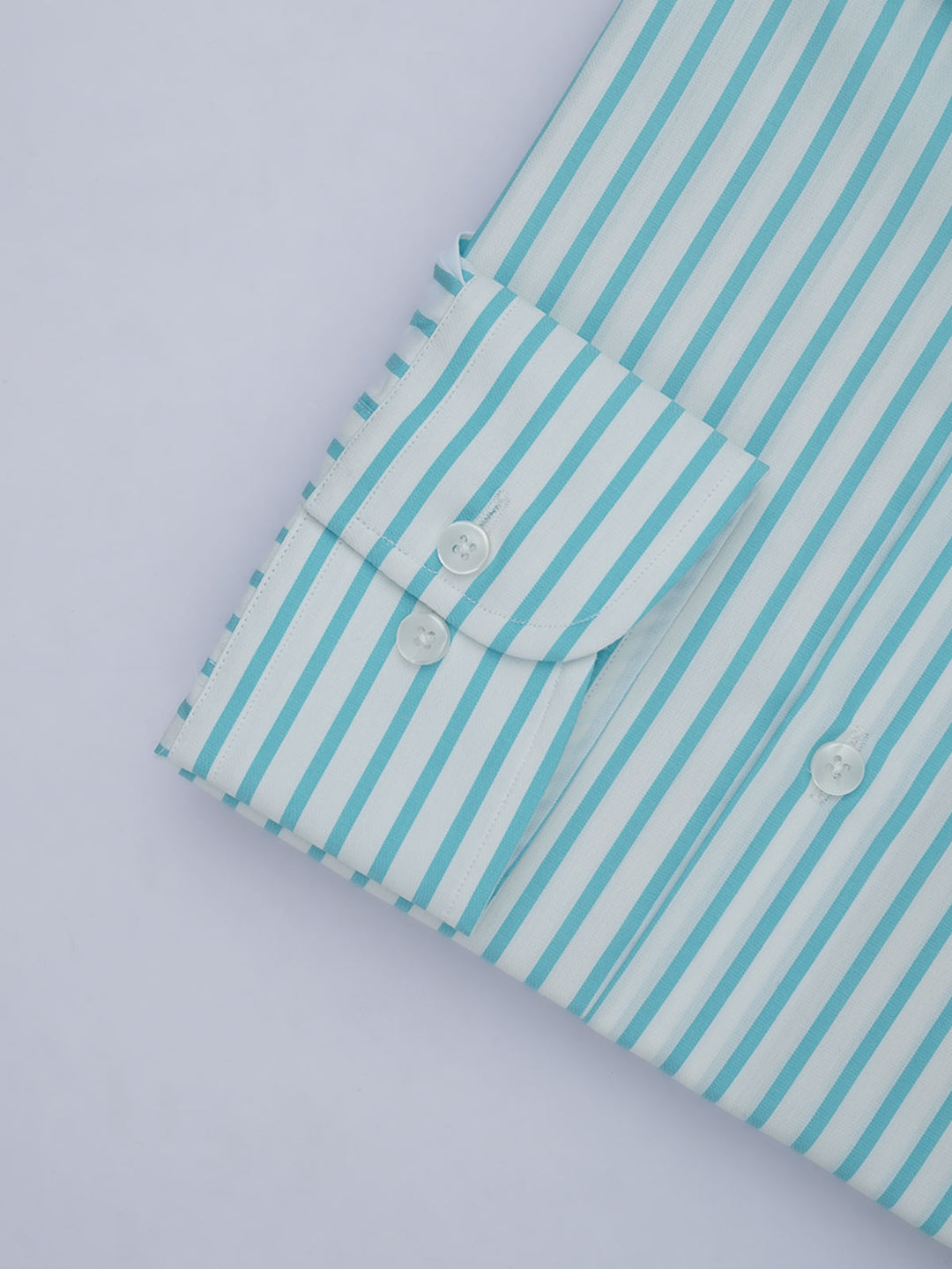 Aqua Blue & White Striped, Elite Edition, French Collar Men’s Formal Shirt (FS-588)