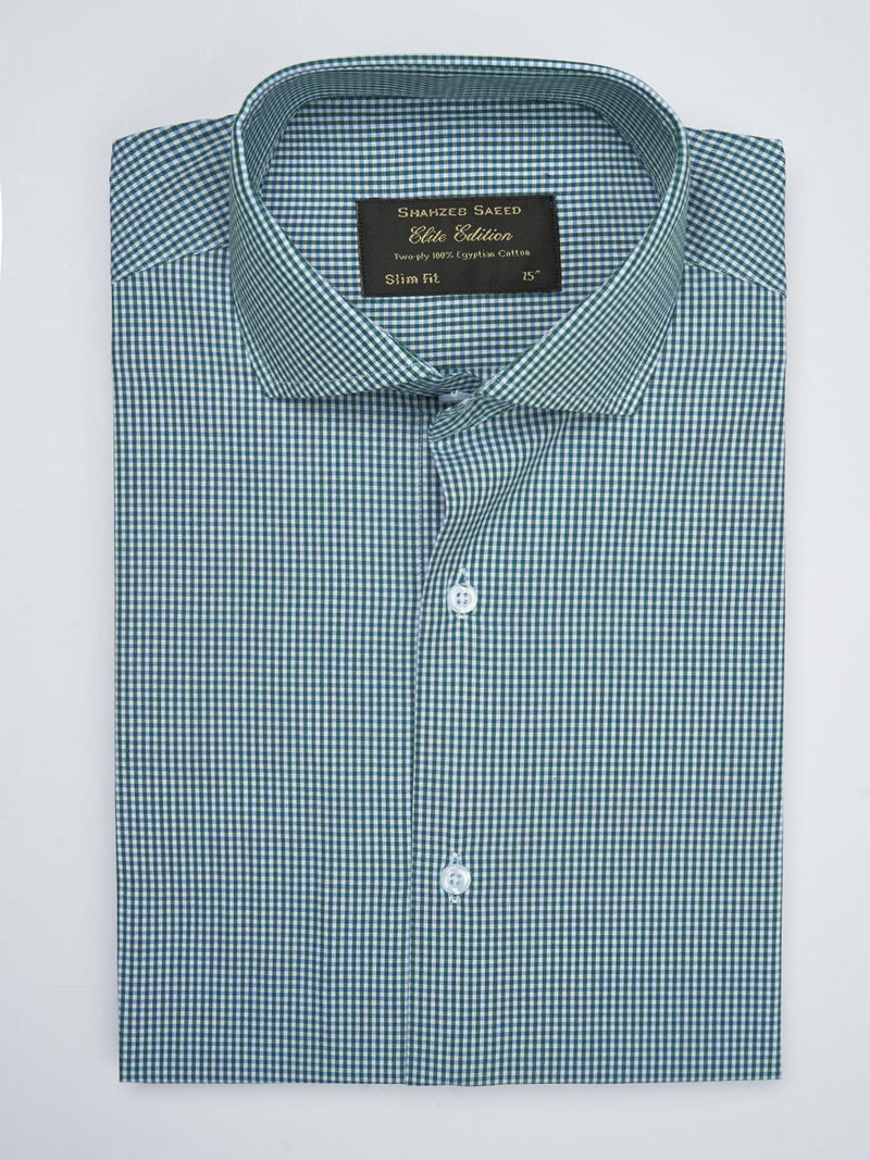 Dark Green Micro Checkered, Elite Edition, Cutaway Collar Men’s Formal Shirt (FS-747)