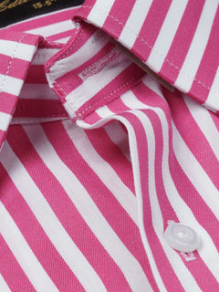 Pink & White Striped, Elite Edition, French Collar Men’s Formal Shirt (FS-870)