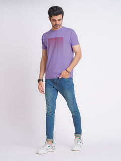 Red Dotted Designer Half Sleeves Men’s Light Purple Graphics T-Shirt (GT-82)