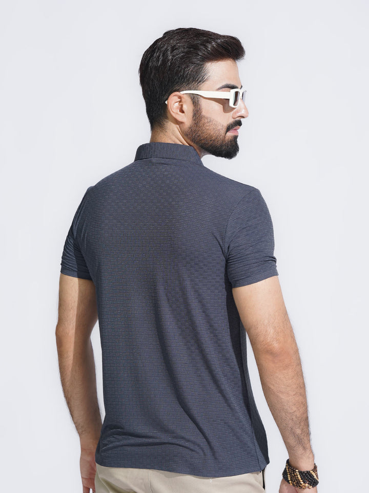 Dark Grey Nylon Spandex Polo (POLO-1009)