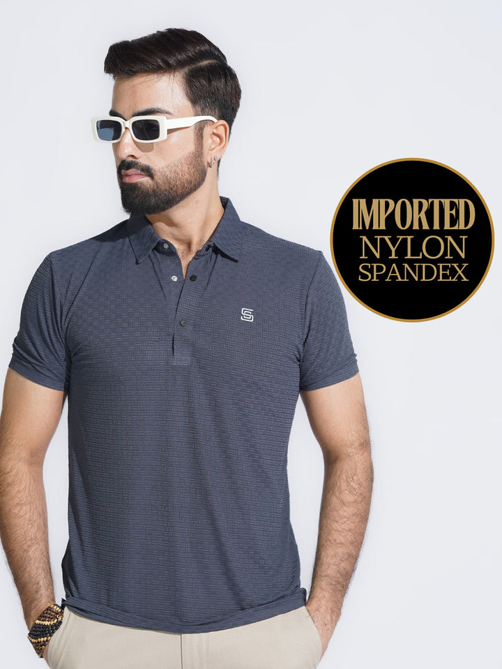Dark Grey Nylon Spandex Polo (POLO-1009)
