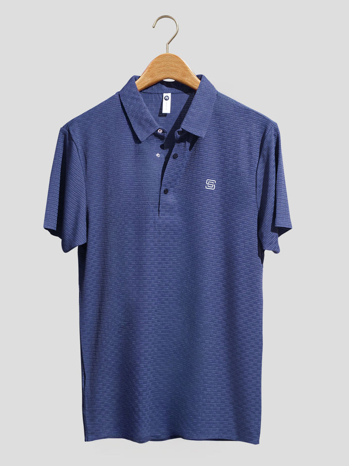Blue Nylon Spandex Polo (POLO-1011)