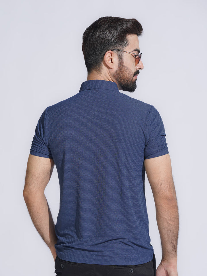 Blue Nylon Spandex Polo (POLO-1011)