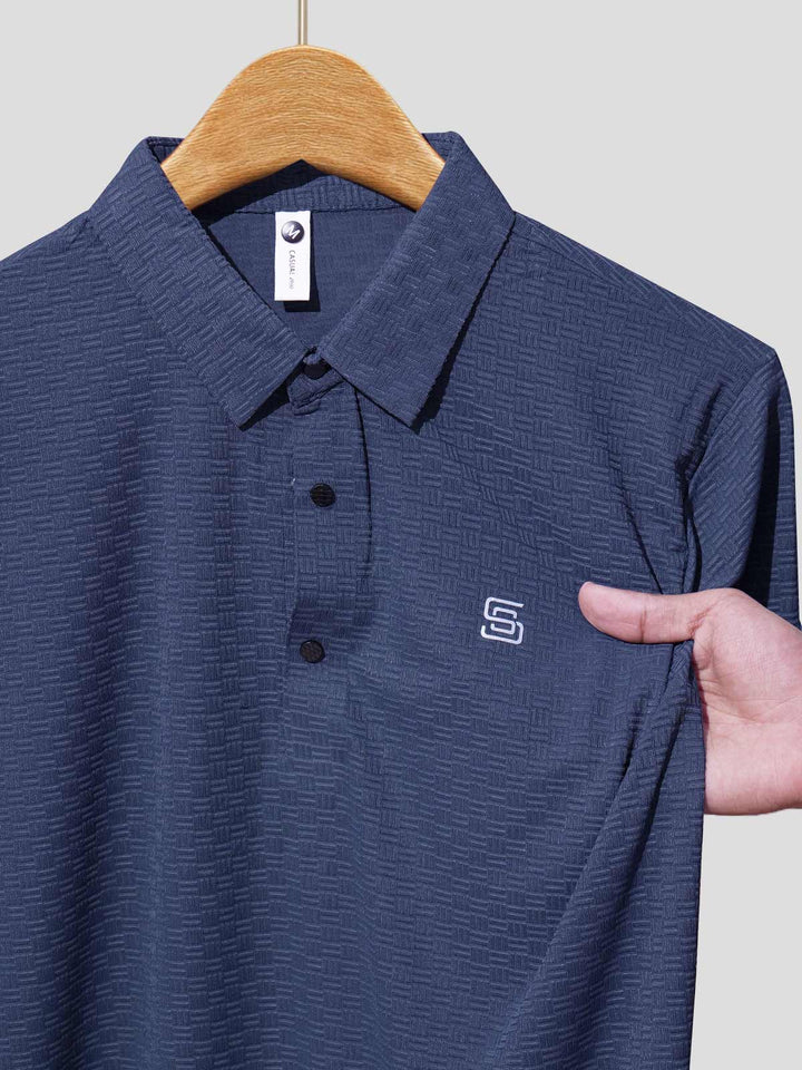 Blue Nylon Spandex Polo (POLO-1011)