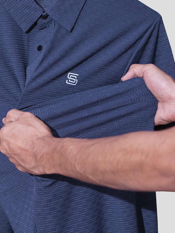 Blue Nylon Spandex Polo (POLO-1011)