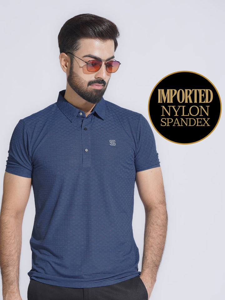 Blue Nylon Spandex Polo (POLO-1011)