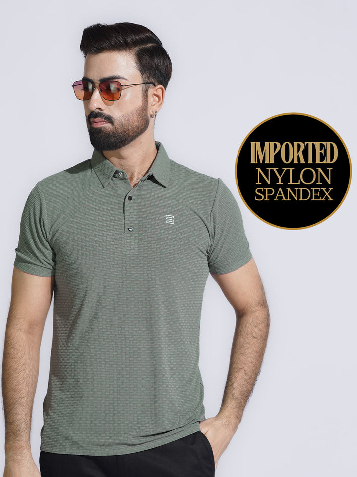 Green Nylon Spandex Polo (POLO-1012)
