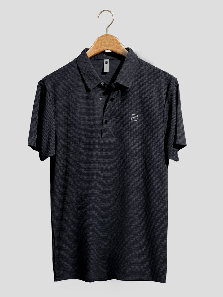 Black Nylon Spandex Polo (POLO-1013)