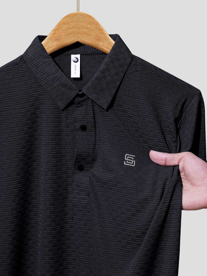 Black Nylon Spandex Polo (POLO-1013)