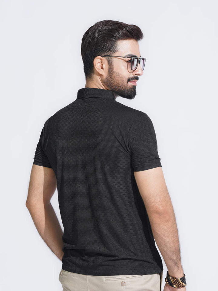 Black Nylon Spandex Polo (POLO-1013)