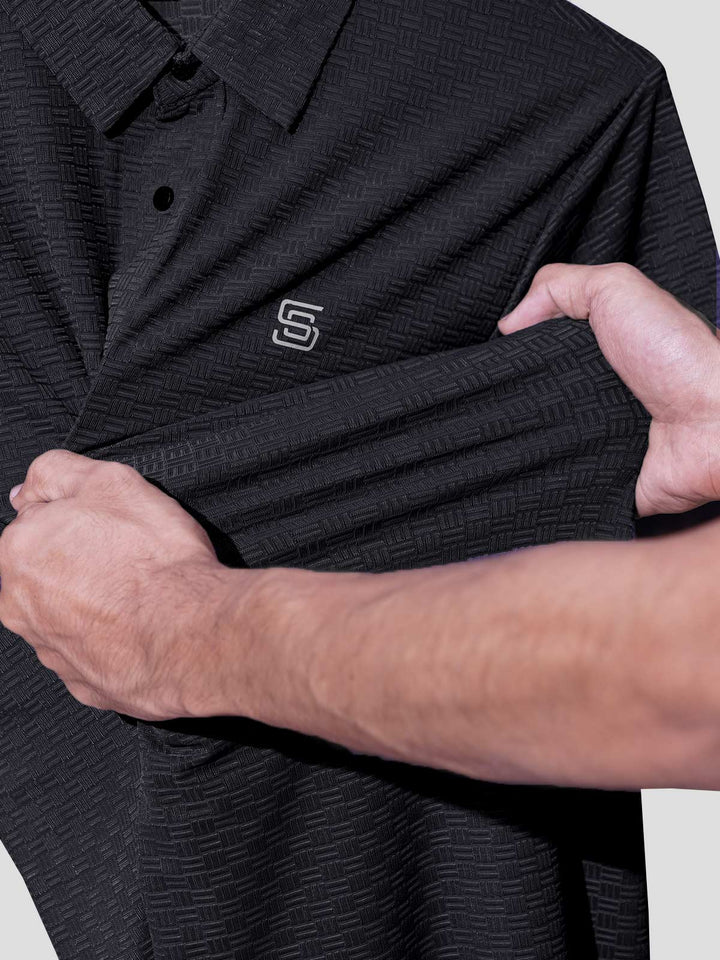 Black Nylon Spandex Polo (POLO-1013)