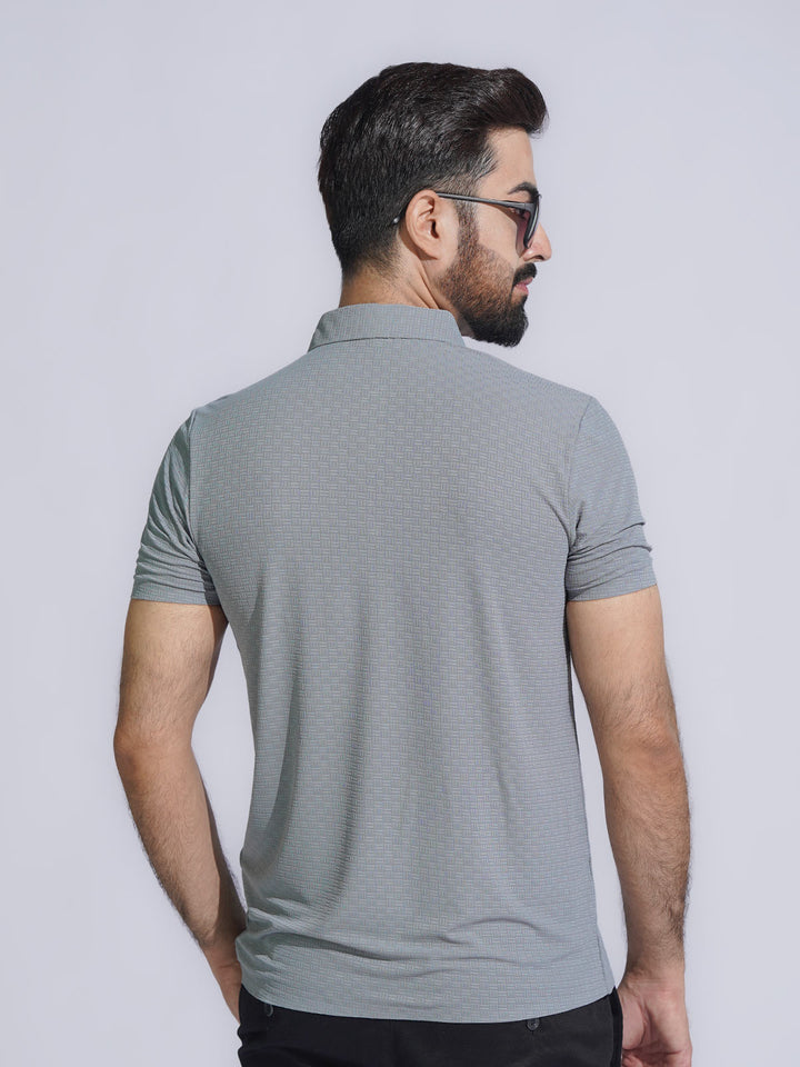 Grey Nylon Spandex Polo (POLO-1014)