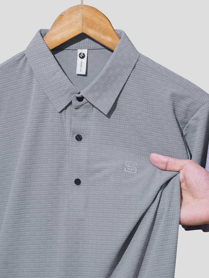 Grey Nylon Spandex Polo (POLO-1014)
