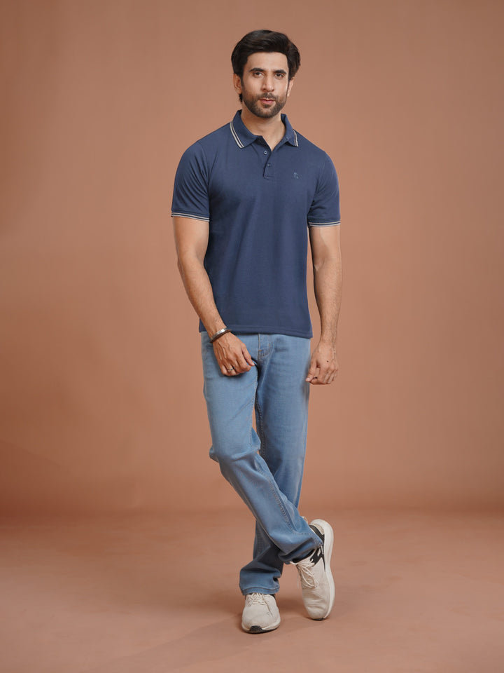 Poseidon Plain Contrast Tipping Half Sleeves Polo T-Shirt (POLO-1023)