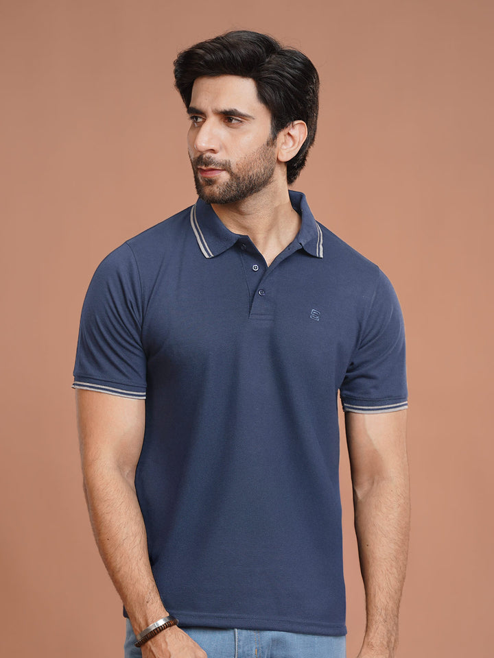 Poseidon Plain Contrast Tipping Half Sleeves Polo T-Shirt (POLO-1023)