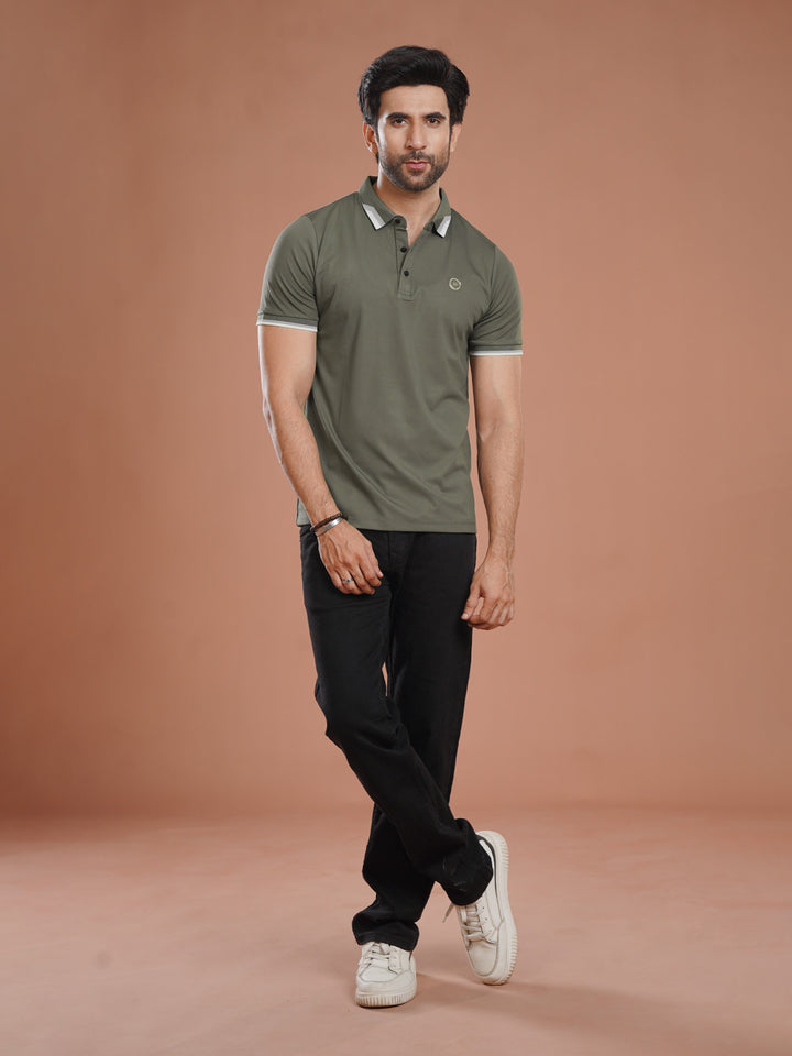 Olive Nylon Spandex Polo (POLO-1029)