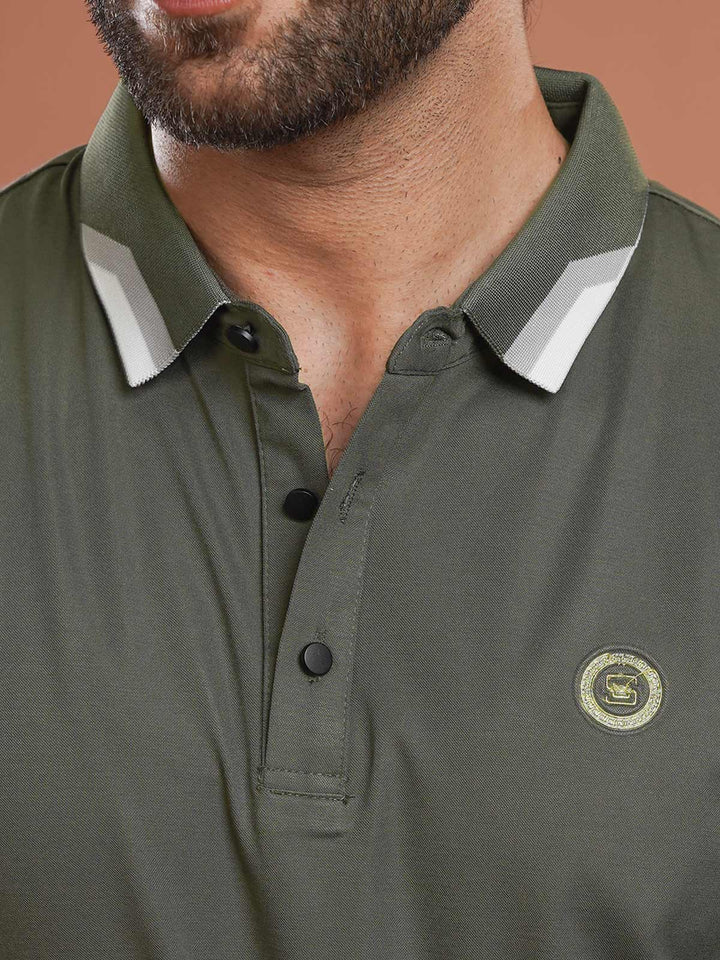 Olive Nylon Spandex Polo (POLO-1029)