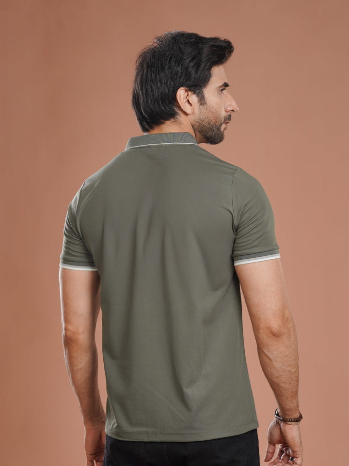 Olive Nylon Spandex Polo (POLO-1029)