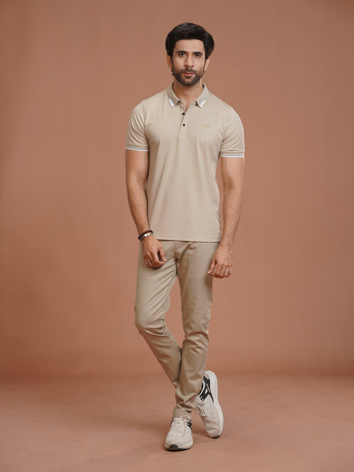 Beige Nylon  Spandex Polo (POLO-1031)