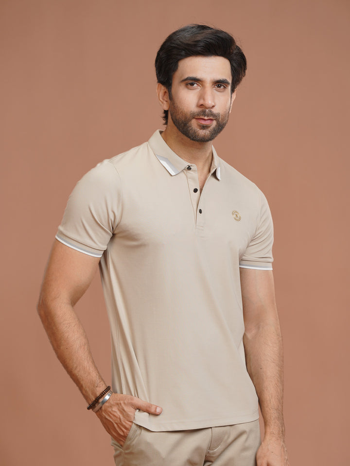 Beige Nylon  Spandex Polo (POLO-1031)