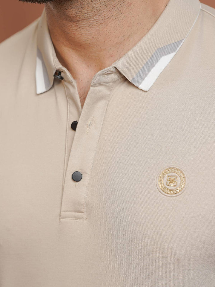 Beige Nylon  Spandex Polo (POLO-1031)