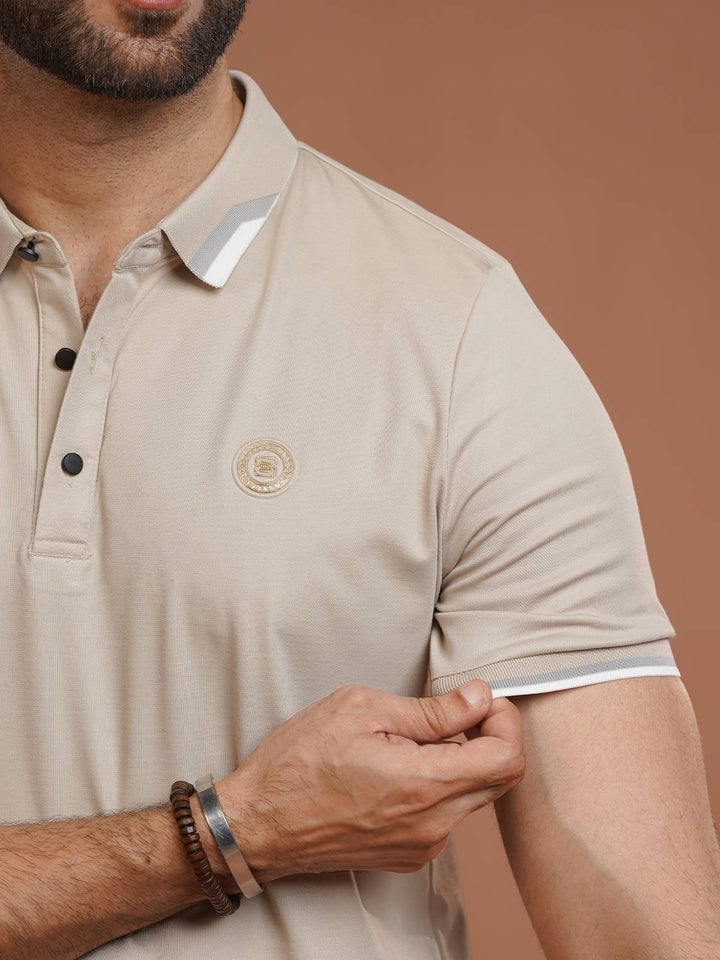 Beige Nylon  Spandex Polo (POLO-1031)