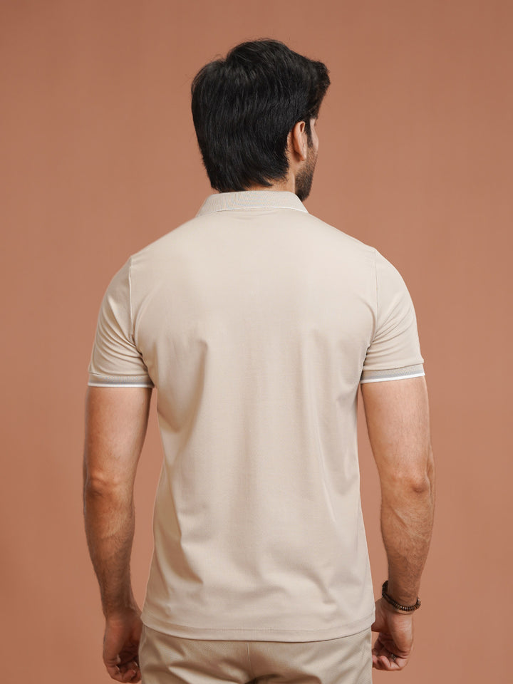 Beige Nylon  Spandex Polo (POLO-1031)
