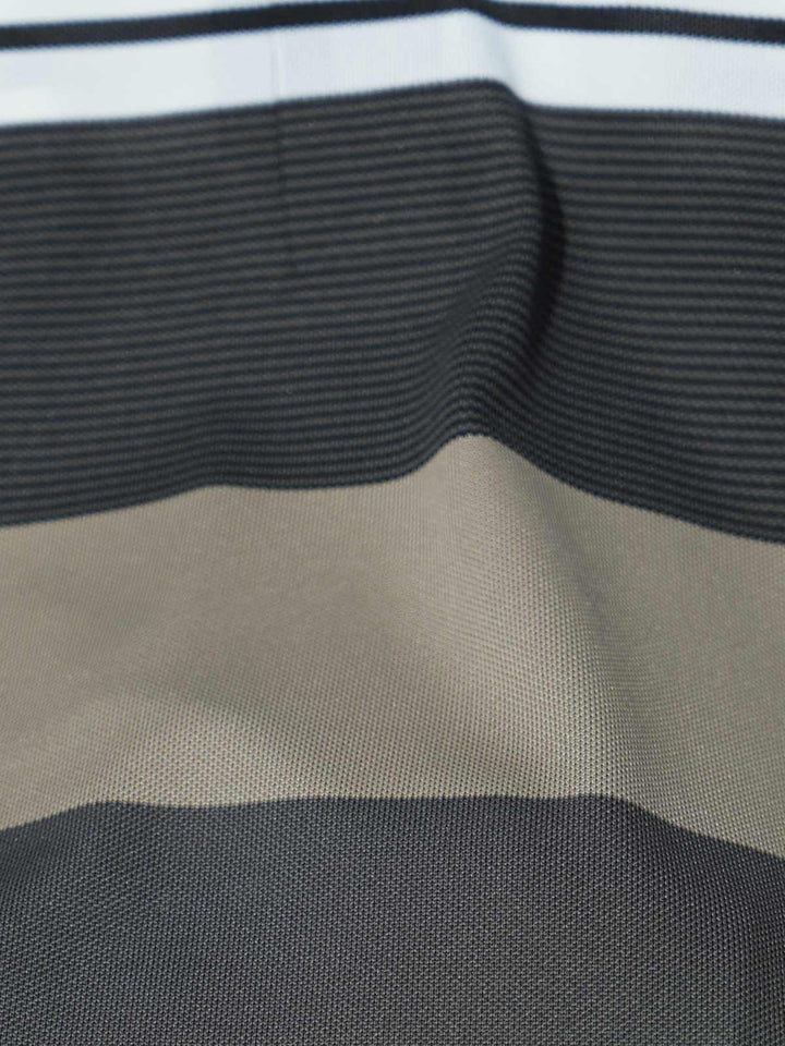 Grey Nylon Spandex Striped Polo Shirt (POLO-1042)