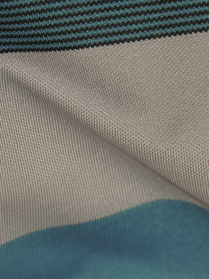 Light Teal Nylon Spandex Striped Polo Shirt (POLO-1043)