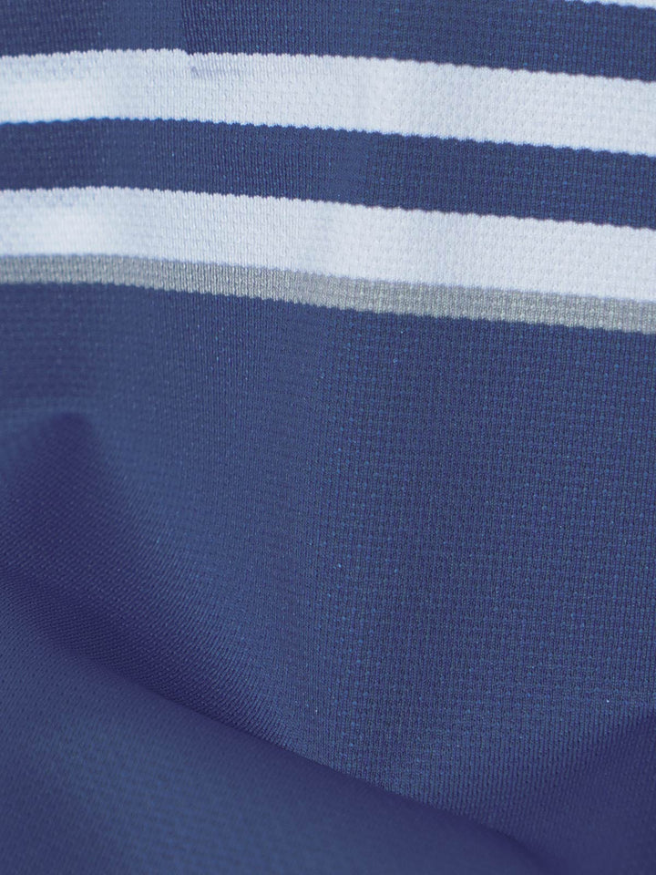Blue Nylon Spandex Striped Polo Shirt (POLO-1044)