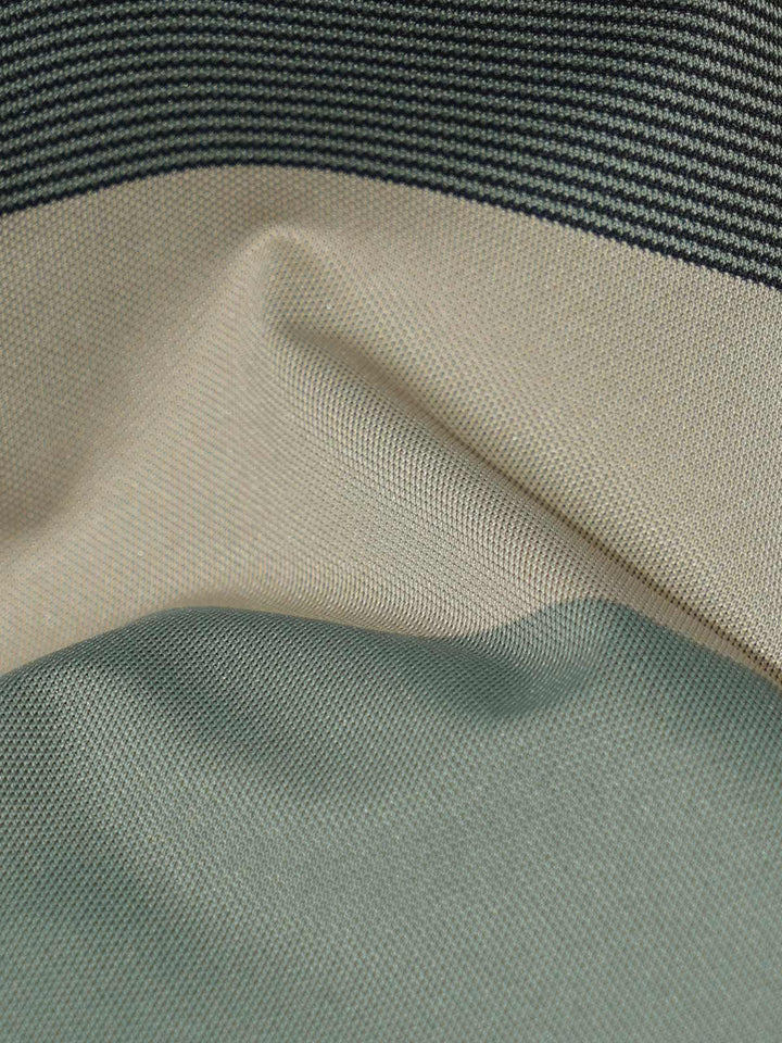 Green Nylon Spandex Striped Polo Shirt (POLO-1046)