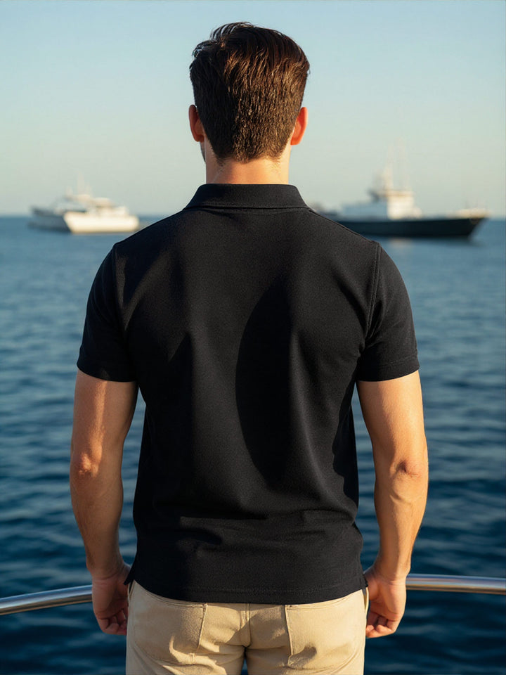 Black Half Sleeves Designer Polo T-Shirt (POLO-1081)